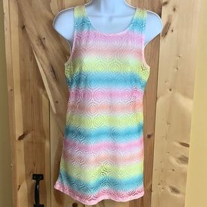 NWT Arizona Jean Co Striped Ombre of Summer Colors Tank Cover-up (Large)